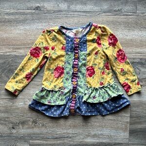 Matilda Jane Yellow Floral Button Down Shirt 2T